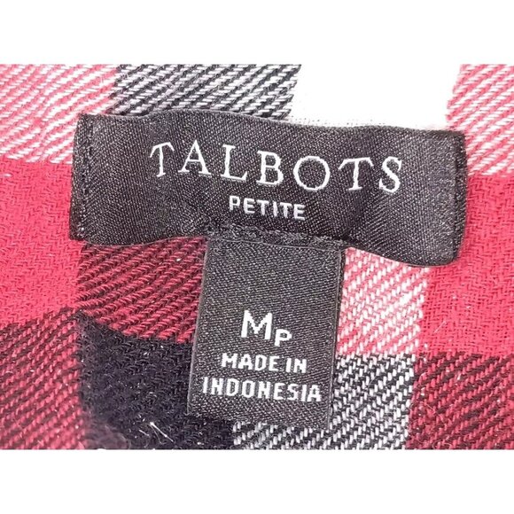 Talbots Button Up Shirt Women’s Size  Mp Red Black White Buffalo Check w/Silver - Picture 10 of 10
